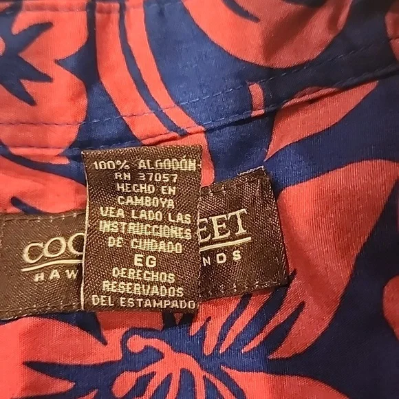 Cooke Street Hawaiian Islands Vibrant Floral Shirt in Pink/redish & Blue #men XL - Picture 7 of 10